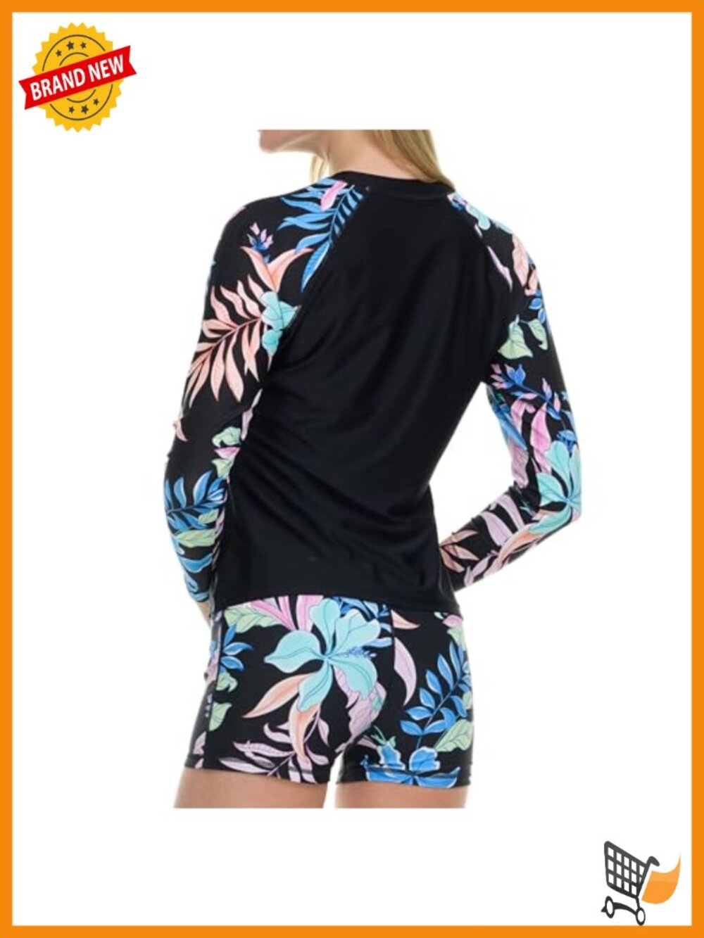 Hurley Women's Long Sleeve Rash Guard & Swim Shorts Set UPF 50+ Sun Protection - Picture 4 of 6